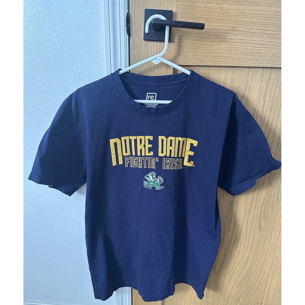 Knights Apparel Pro Edge Navy Notre Dame Embroidered Leprechaun T-Shirt - Large